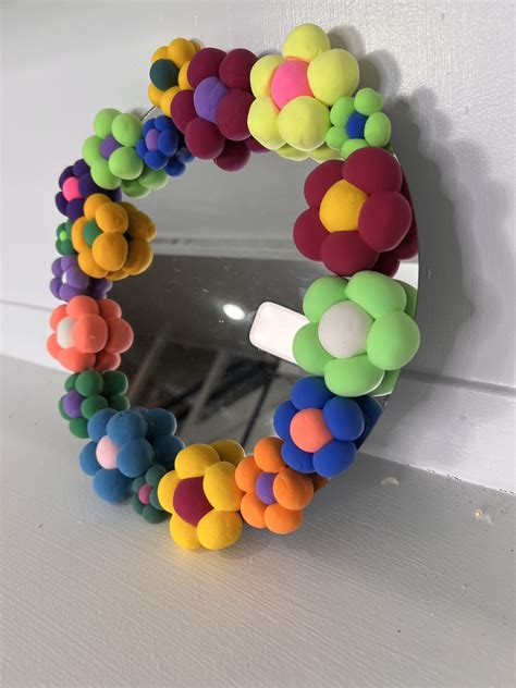 air dry clay mirror|clay flower mirror diy.